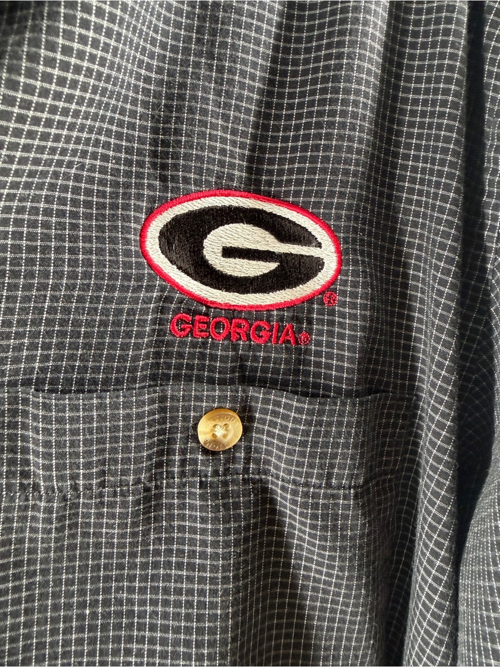 Men’s Antigua black/white checkered UGA Georgia Football button up - Picture 2 of 9